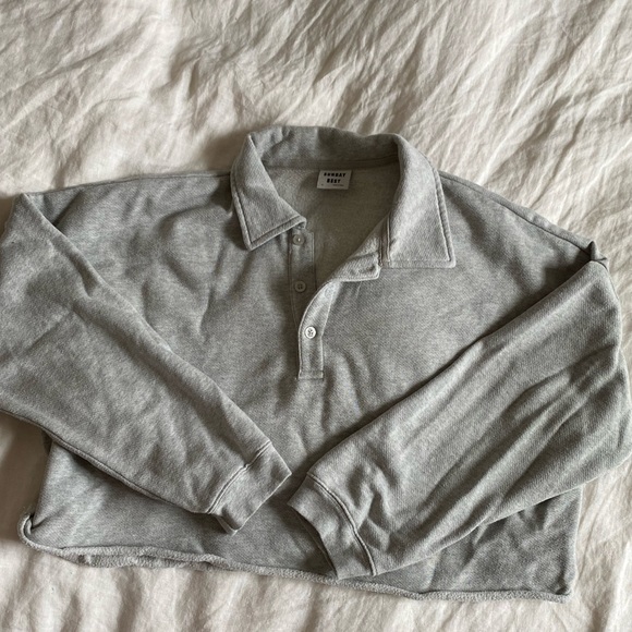 Aritzia Sunday Best cropped rugby fleece in gray - Picture 6 of 6
